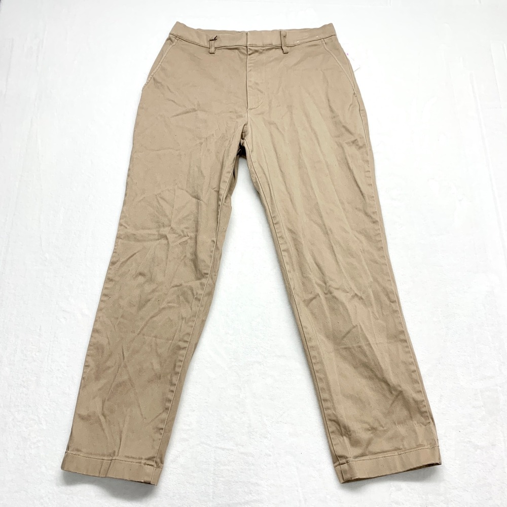 Uniqlo Slim Fit Chino Pants Womens Size S Tan Khaki Stretch Cotton‎
